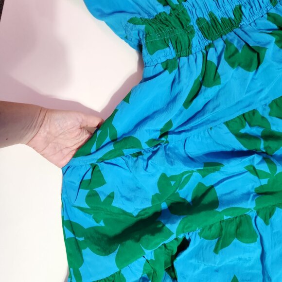 Anthropologie The Silverlake Flutter-Sleeve Dress with pockets in blue green XS - Picture 8 of 16